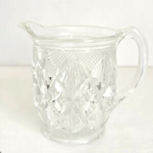 Antique Westmoreland Creamer Fan Diamond EAPG Pressed Glass Creamer 1890s